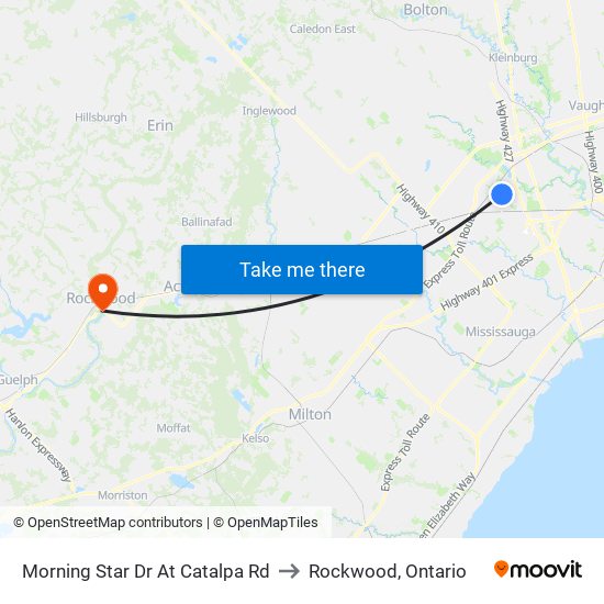 Morning Star Dr At Catalpa Rd to Rockwood, Ontario map