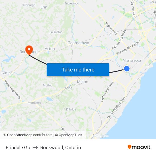 Erindale Go to Rockwood, Ontario map