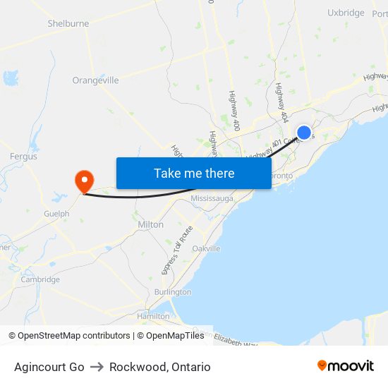 Agincourt Go to Rockwood, Ontario map