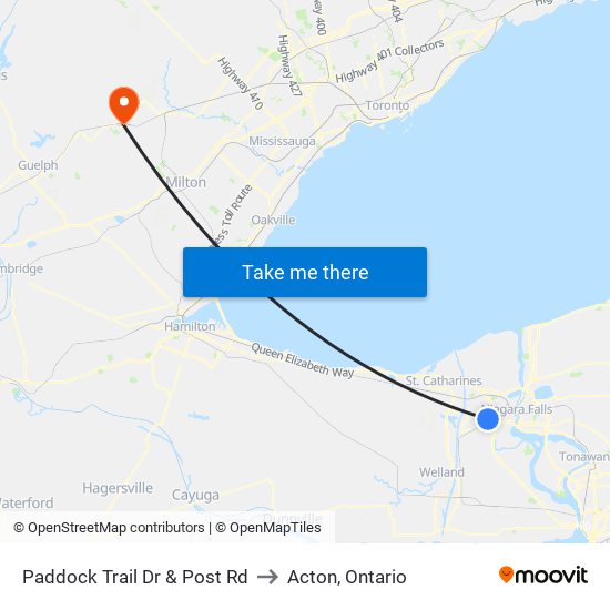 Paddock Trail Dr & Post Rd to Acton, Ontario map