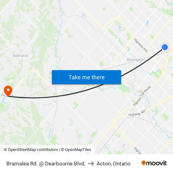 Bramalea Rd. @ Dearbourne Blvd. to Acton, Ontario map