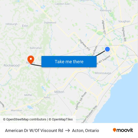 American Dr W/Of Viscount Rd to Acton, Ontario map