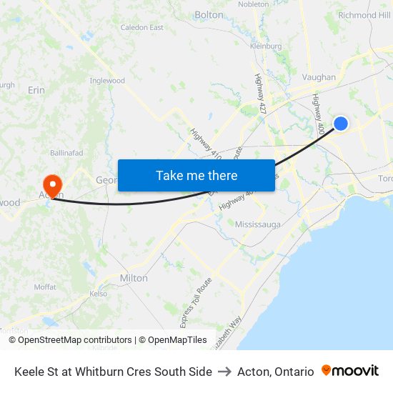 Keele St at Whitburn Cres South Side to Acton, Ontario map