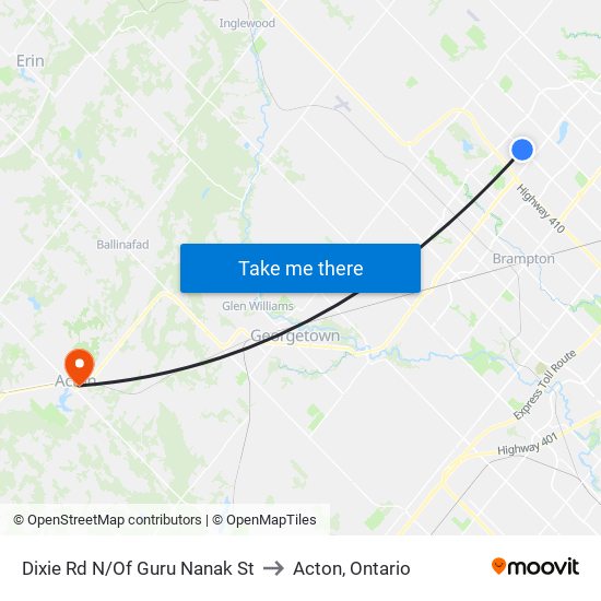 Dixie Rd N/Of Guru Nanak St to Acton, Ontario map