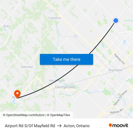 Airport Rd S/Of Mayfield Rd to Acton, Ontario map