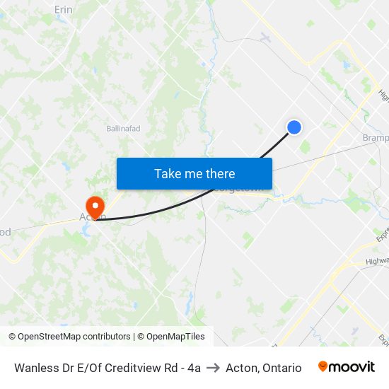 Wanless Dr E/Of Creditview Rd - 4a to Acton, Ontario map