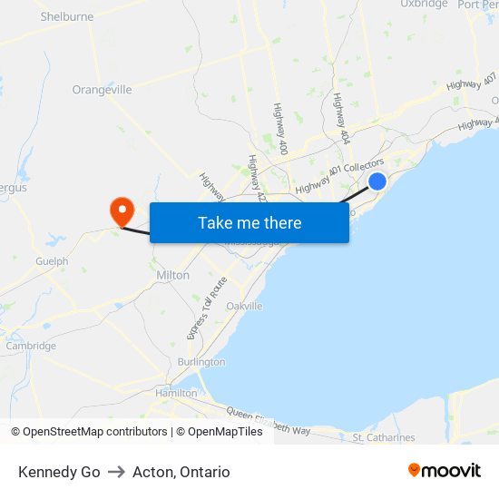 Kennedy Go to Acton, Ontario map