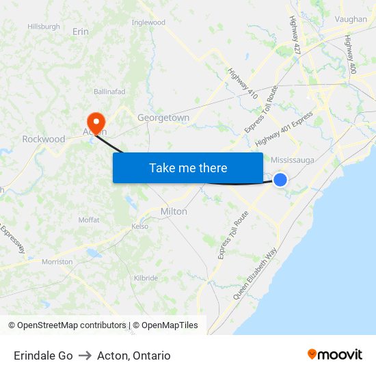 Erindale Go to Acton, Ontario map