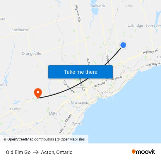 Old Elm Go to Acton, Ontario map