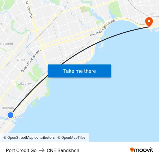 Port Credit Go to CNE Bandshell map