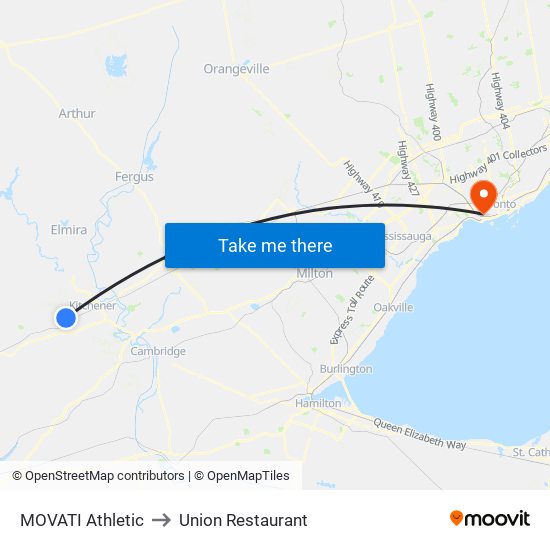 MOVATI Athletic to Union Restaurant map