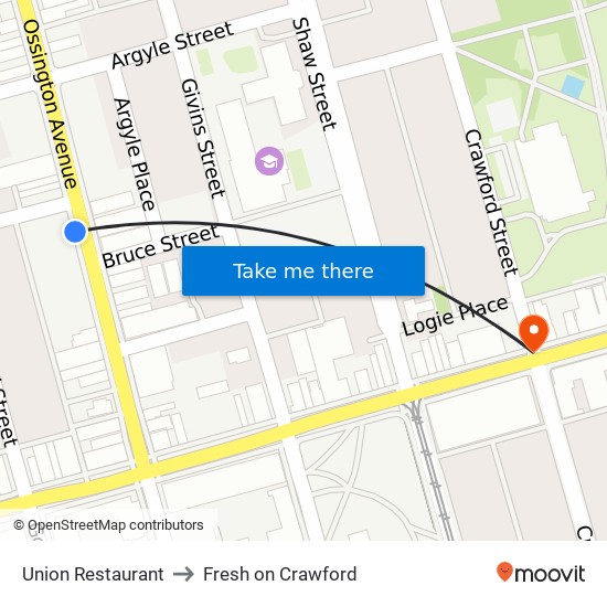 Union Restaurant to Fresh on Crawford map