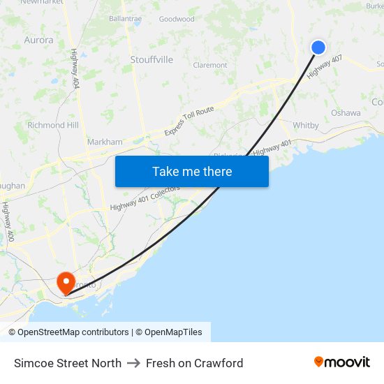 Simcoe Street North to Fresh on Crawford map