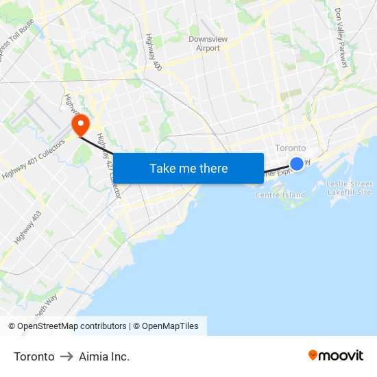 Toronto to Aimia Inc. map