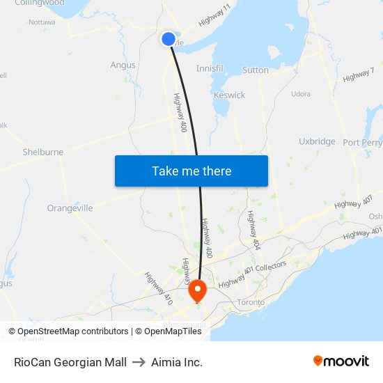 RioCan Georgian Mall to Aimia Inc. map