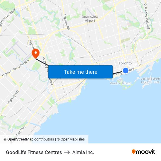 GoodLife Fitness Centres to Aimia Inc. map