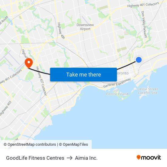 GoodLife Fitness Centres to Aimia Inc. map