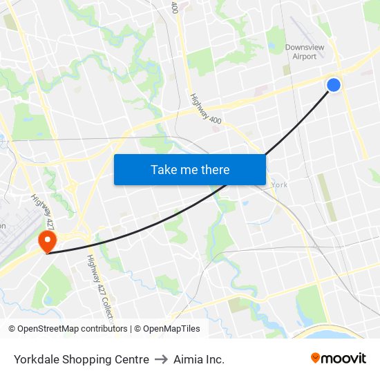 Yorkdale Shopping Centre to Aimia Inc. map