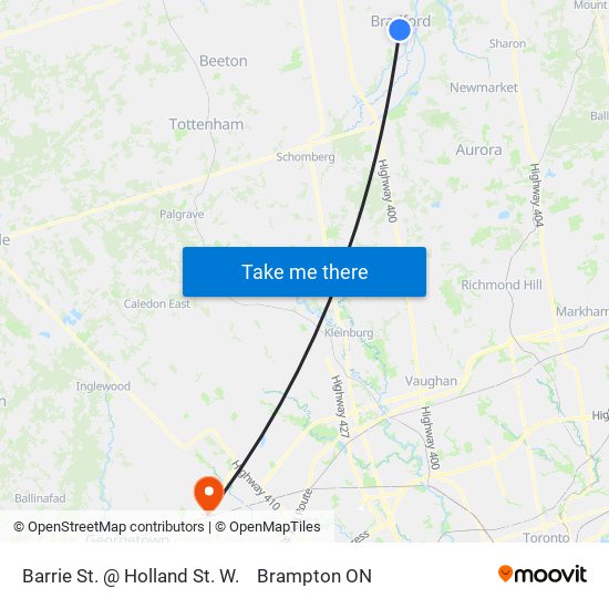 Barrie St. @ Holland St. W. to Brampton ON map