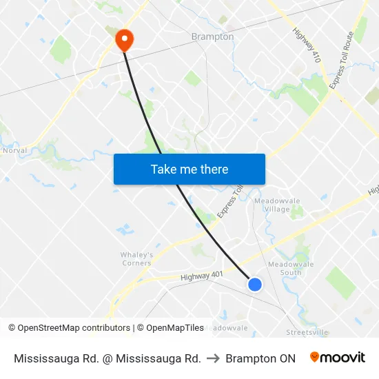 Mississauga Rd. @ Mississauga Rd. to Brampton ON map