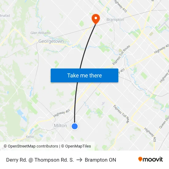 Derry Rd. @ Thompson Rd. S. to Brampton ON map