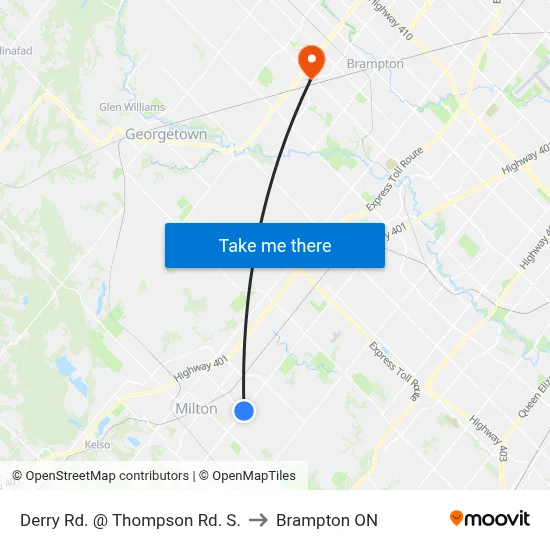 Derry Rd. @ Thompson Rd. S. to Brampton ON map