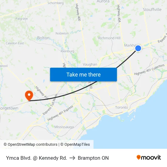 Ymca Blvd. @ Kennedy Rd. to Brampton ON map