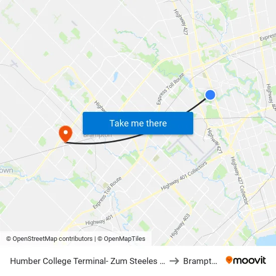 Humber College Terminal- Zum Steeles 511/511a/511c to Brampton ON map