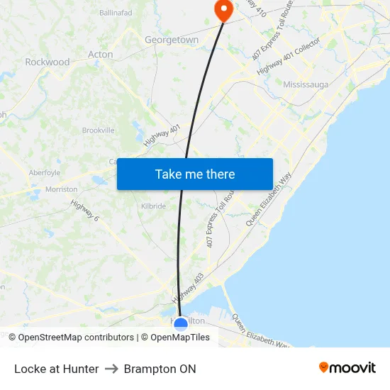 Locke at Hunter to Brampton ON map