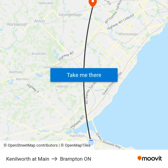 Kenilworth at Main to Brampton ON map