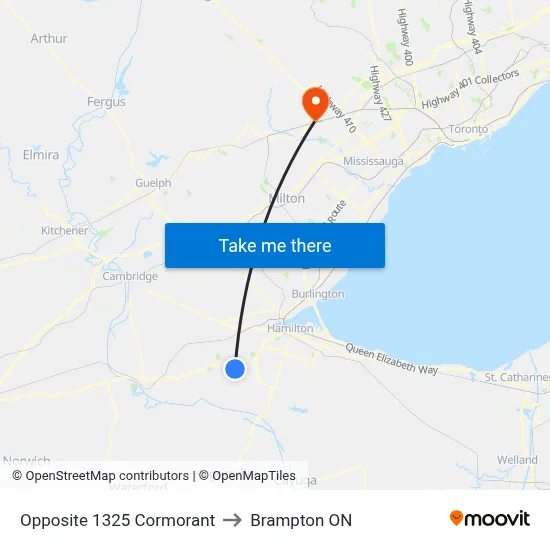 Opposite 1325 Cormorant to Brampton ON map