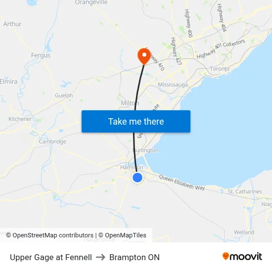 Upper Gage at Fennell to Brampton ON map