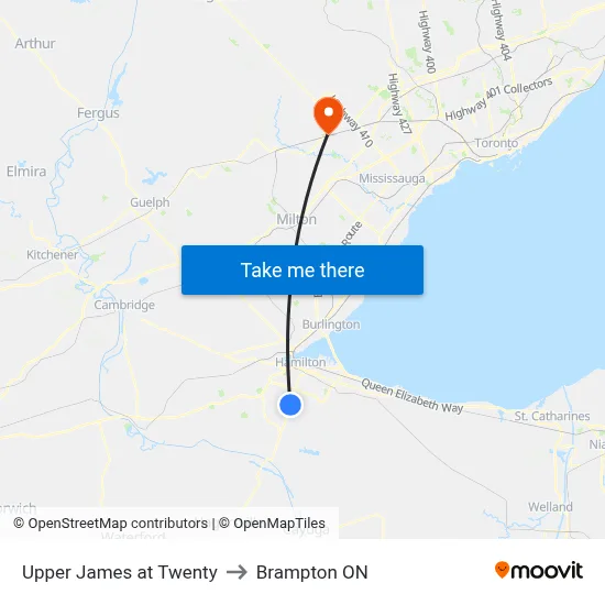 Upper James at Twenty to Brampton ON map