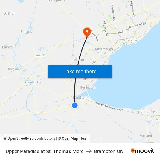 Upper Paradise at St. Thomas More to Brampton ON map