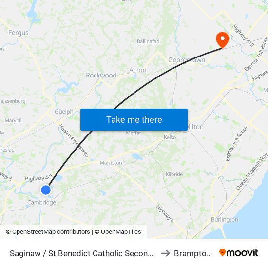 Saginaw / St Benedict Catholic Secondary School to Brampton ON map