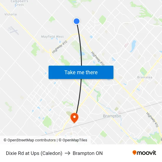 Dixie Rd at Ups (Caledon) to Brampton ON map