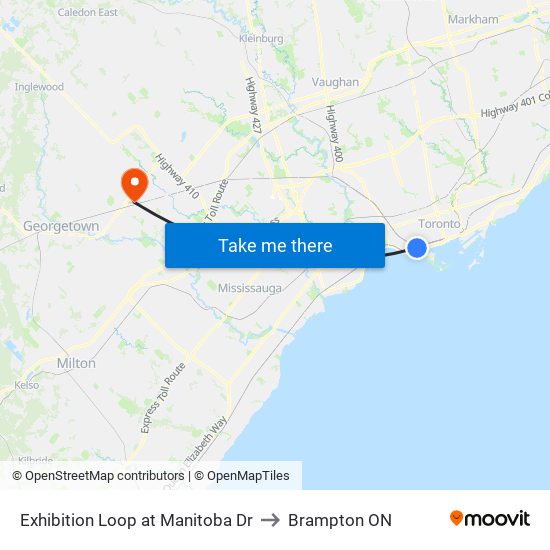 Exhibition Loop at Manitoba Dr to Brampton ON map
