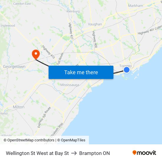 Wellington St West at Bay St to Brampton ON map
