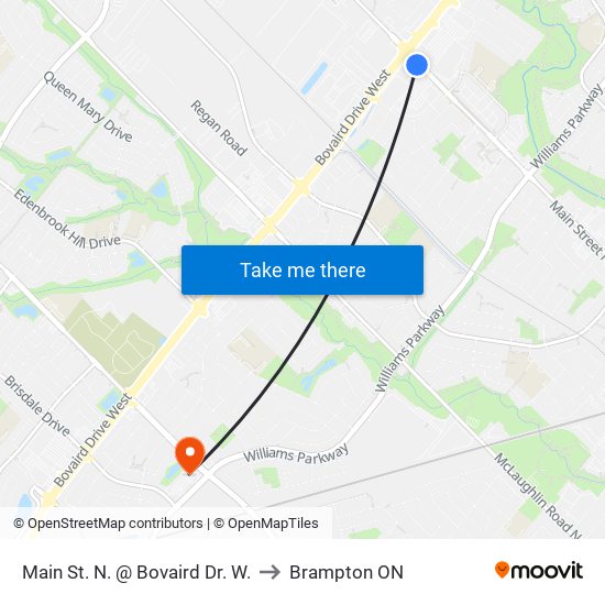 Main St. N. @ Bovaird Dr. W. to Brampton ON map