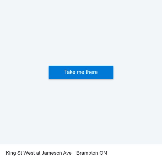 King St West at Jameson Ave to Brampton ON map