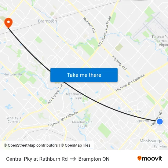 Central Pky at Rathburn Rd to Brampton ON map