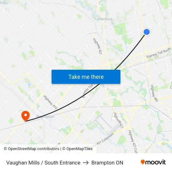 Vaughan Mills / South Entrance to Brampton ON map