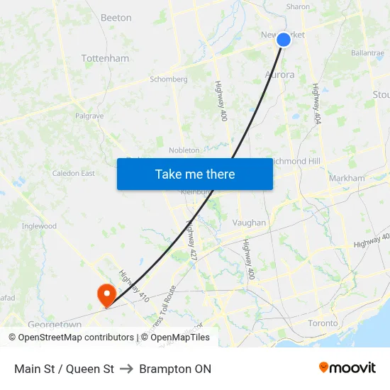 Main St / Queen St to Brampton ON map