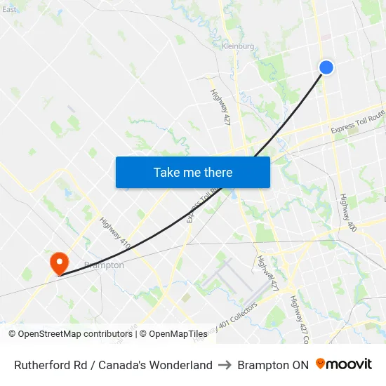 Rutherford Rd / Canada's Wonderland to Brampton ON map