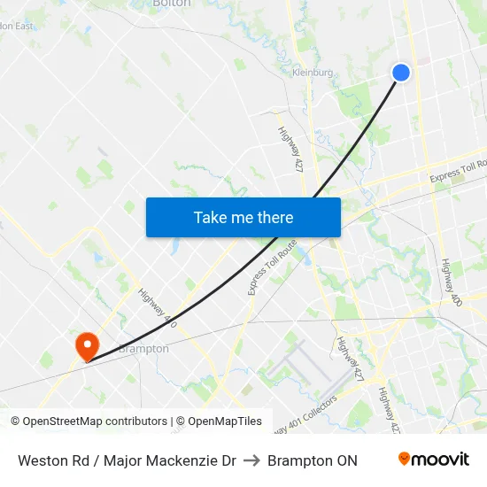 Weston Rd / Major Mackenzie Dr to Brampton ON map