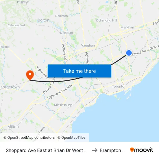 Sheppard Ave East at Brian Dr West Side to Brampton ON map