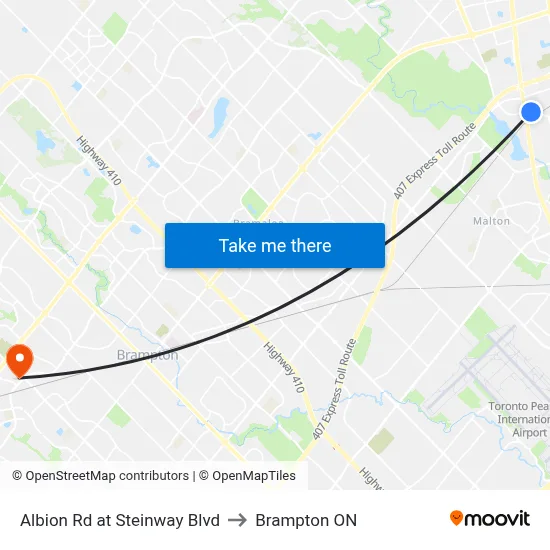 Albion Rd at Steinway Blvd to Brampton ON map
