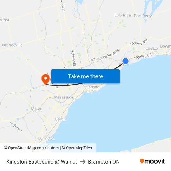 Kingston Eastbound @ Walnut to Brampton ON map