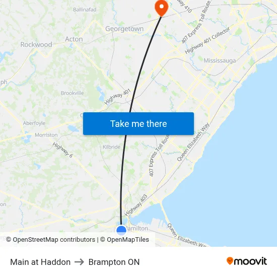 Main at Haddon to Brampton ON map