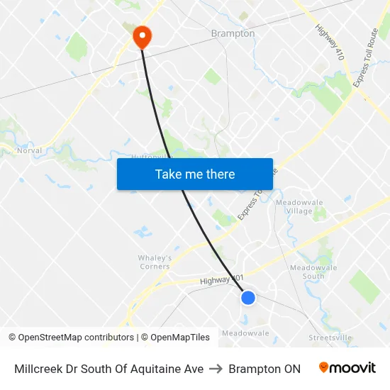Millcreek Dr South Of Aquitaine Ave to Brampton ON map